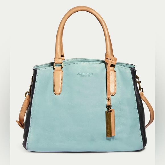 American Leather Co Lavina Convertible Satchel Glacier Lake Multi Blue AUTHENTIC - Picture 9 of 14